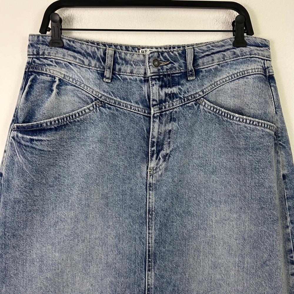 We The Free Free People Come As You Are Blue Denim Maxi Skirt Size 12 - Picture 8 of 9